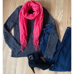 Gap Red Solid Fringe Scarf